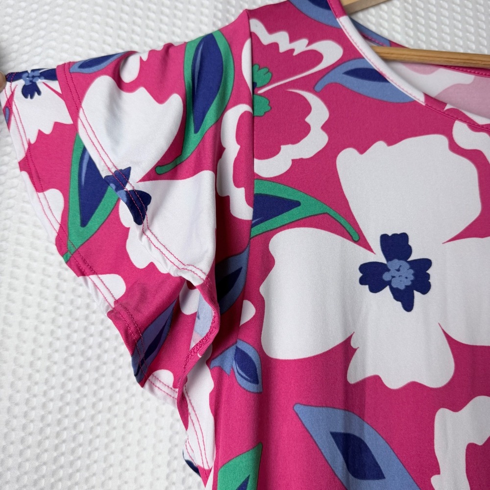 Lexington Avenue NYC Dress Women 1X Pink Floral Flutter Sleeve Resort Spring - Picture 5 of 9